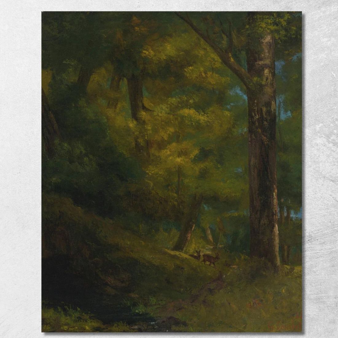 Due Cervi Nella Foresta Gustave Courbet cg63 quadro stampato su tela