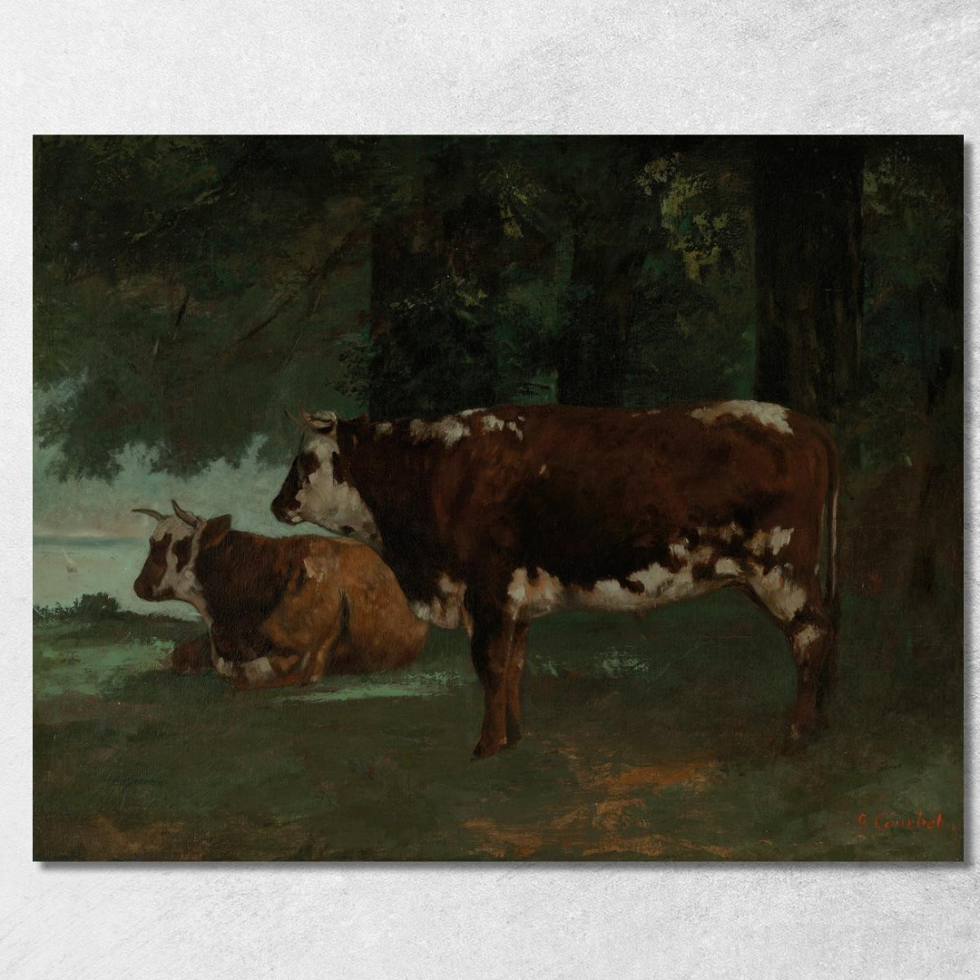 Due Mucche Marroni Gustave Courbet cg64 quadro stampato su tela