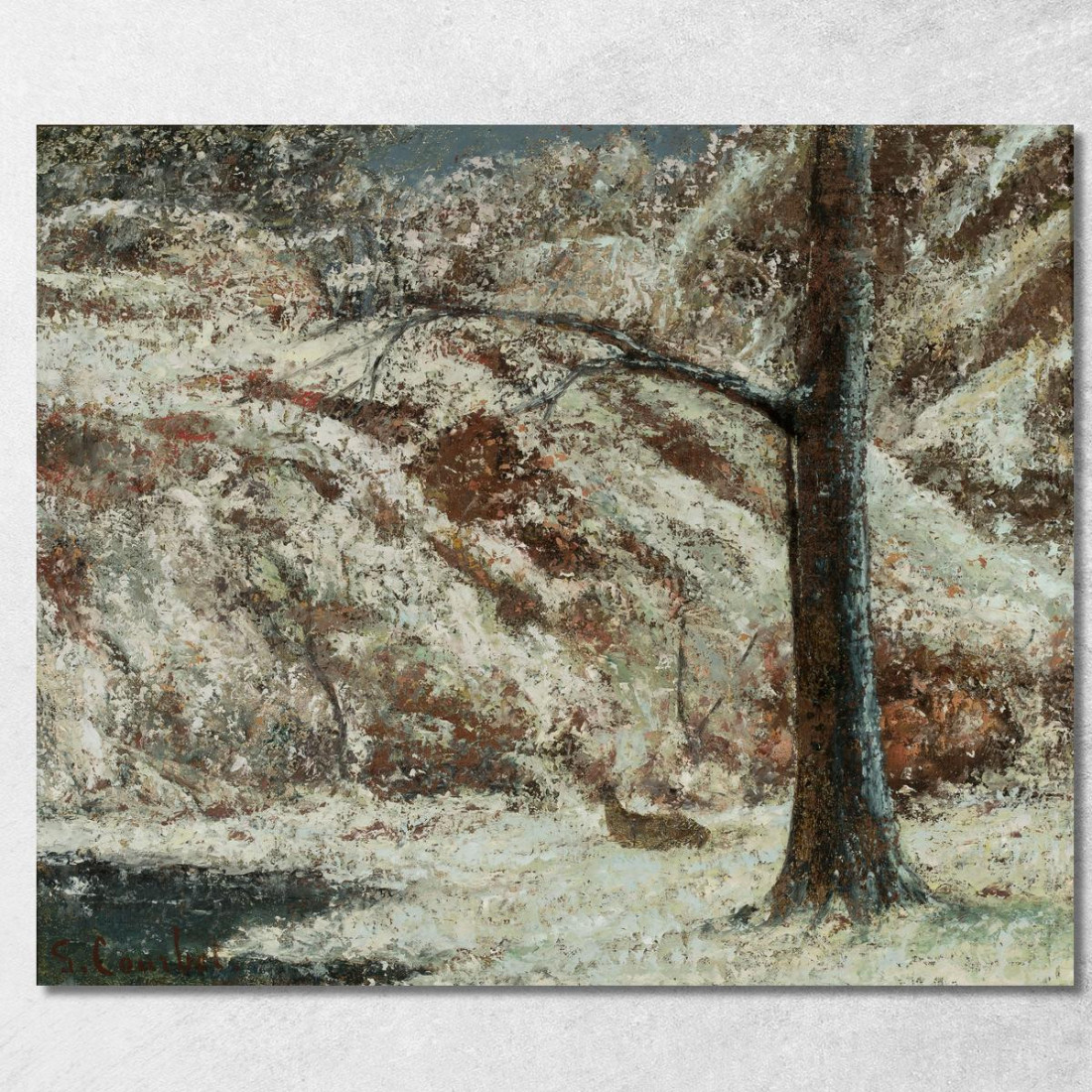 Cervo Nella Neve Nel Bosco Gustave Courbet cg69 quadro stampato su tela
