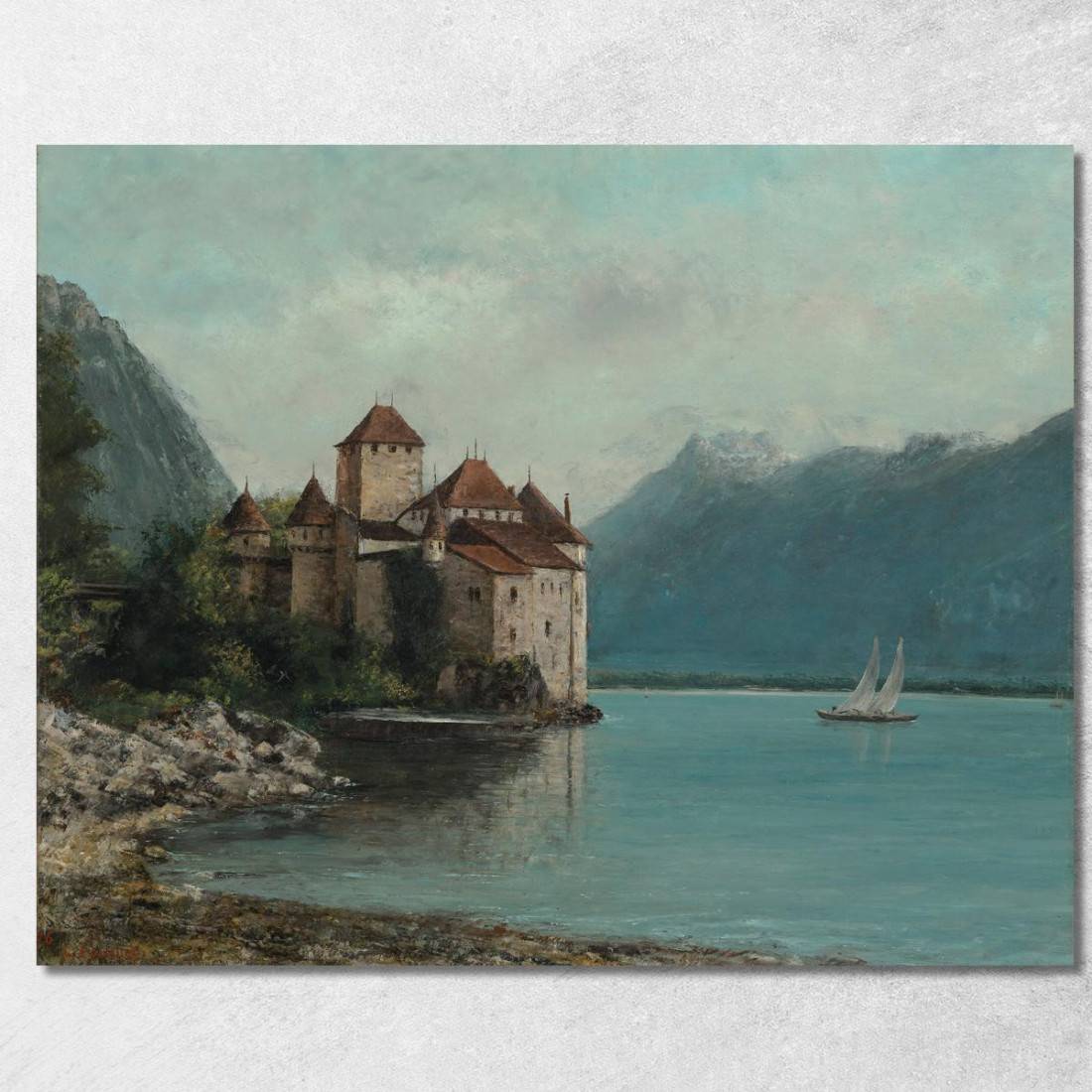 Castello Di Chillon Lago Di Ginevra Gustave Courbet cg99 quadro stampato su tela