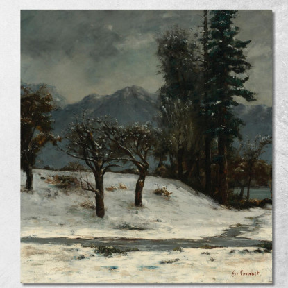 Nevicare Gustave Courbet cg120 quadro stampato su tela