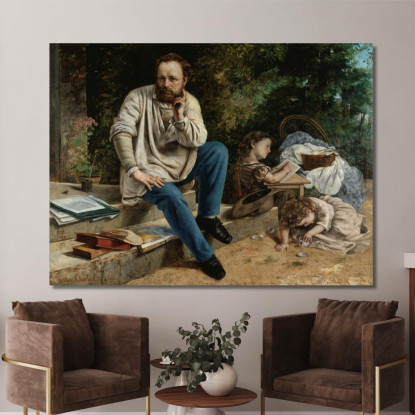 Pierre-Joseph Proudhon E I Suoi Figli Gustave Courbet cg128 quadro stampato su tela