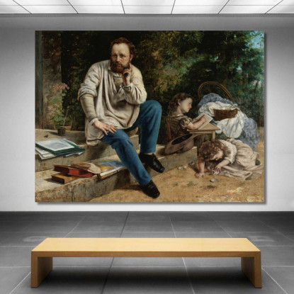 Pierre-Joseph Proudhon E I Suoi Figli Gustave Courbet cg128 quadro stampato su tela