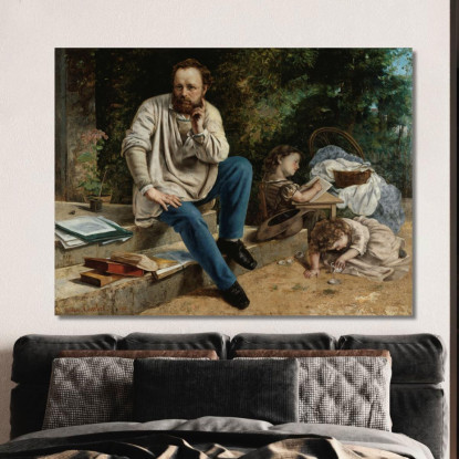 Pierre-Joseph Proudhon E I Suoi Figli Gustave Courbet cg128 quadro stampato su tela