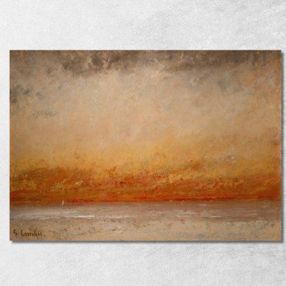 Marina Al Tramonto Gustave Courbet cg161 quadro stampato su tela