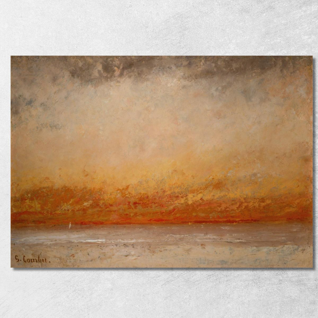 Marina Al Tramonto Gustave Courbet cg161 quadro stampato su tela