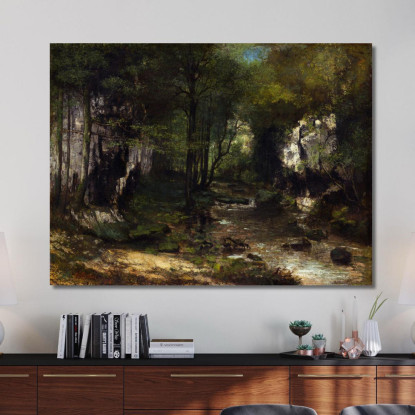 Il Ruscello Le Ruisseau Du Puits-Noir Valle Di Loue Gustave Courbet cg180 quadro stampato su tela