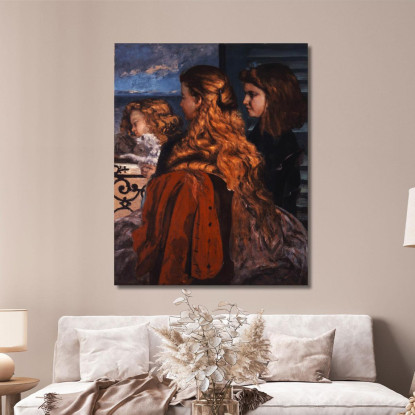 Tre Giovani Donne Inglesi Vicino A Una Finestra Gustave Courbet cg186 quadro stampato su tela