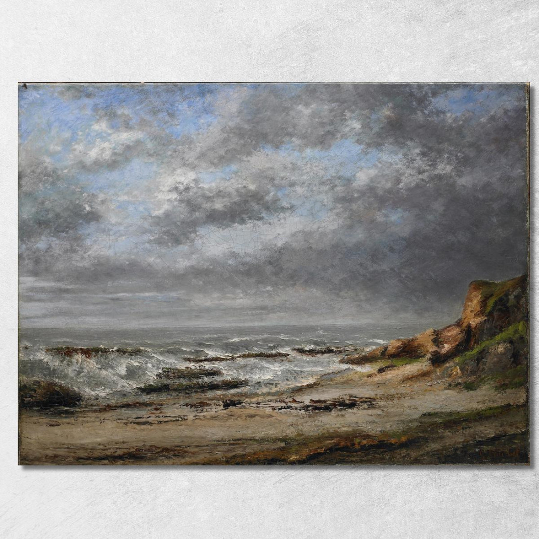 Veduta Di Un Mare Agitato Vicino Ad Una Scogliera Gustave Courbet cg191 quadro stampato su tela