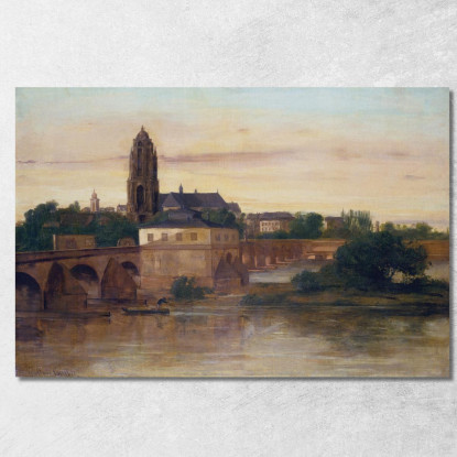 Veduta Di Francoforte Con Il Ponte Vecchio Da Sachsenhausen Gustave Courbet cg192 quadro stampato su tela