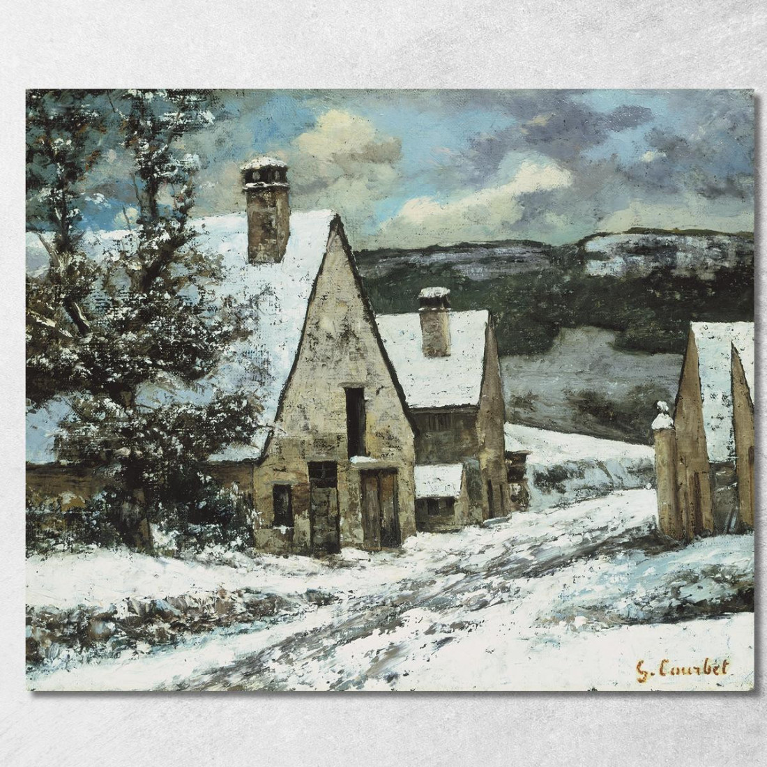 Bordo Del Villaggio In Inverno Gustave Courbet cg194 quadro stampato su tela