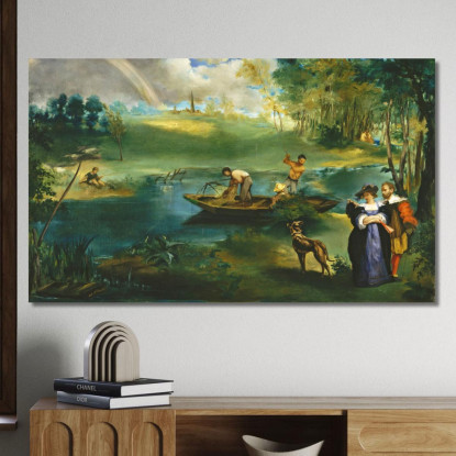Pesca Édouard Manet emt29 quadro stampato su tela