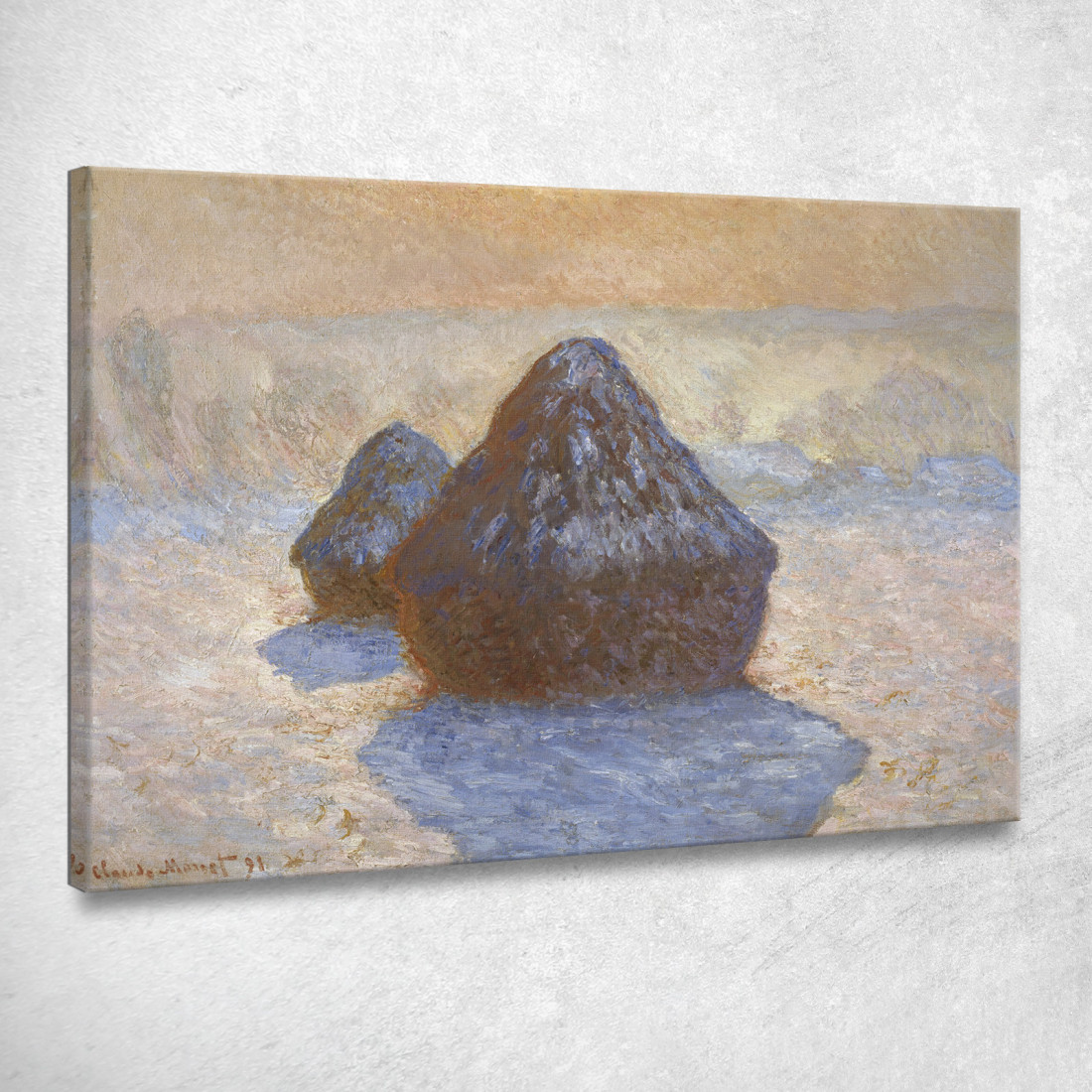 Mucchi Di Fieno - Effetto Neve Claude Monet mnt245 quadro stampato su tela