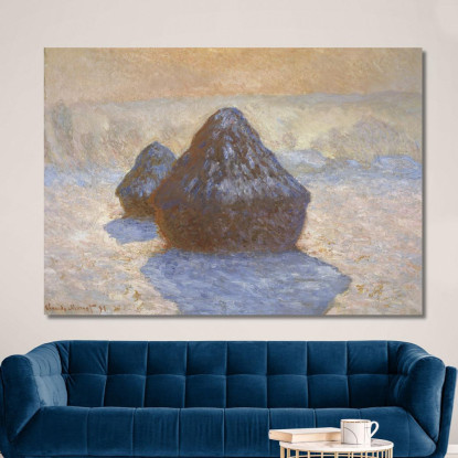 Mucchi Di Fieno - Effetto Neve Claude Monet mnt245 quadro stampato su tela