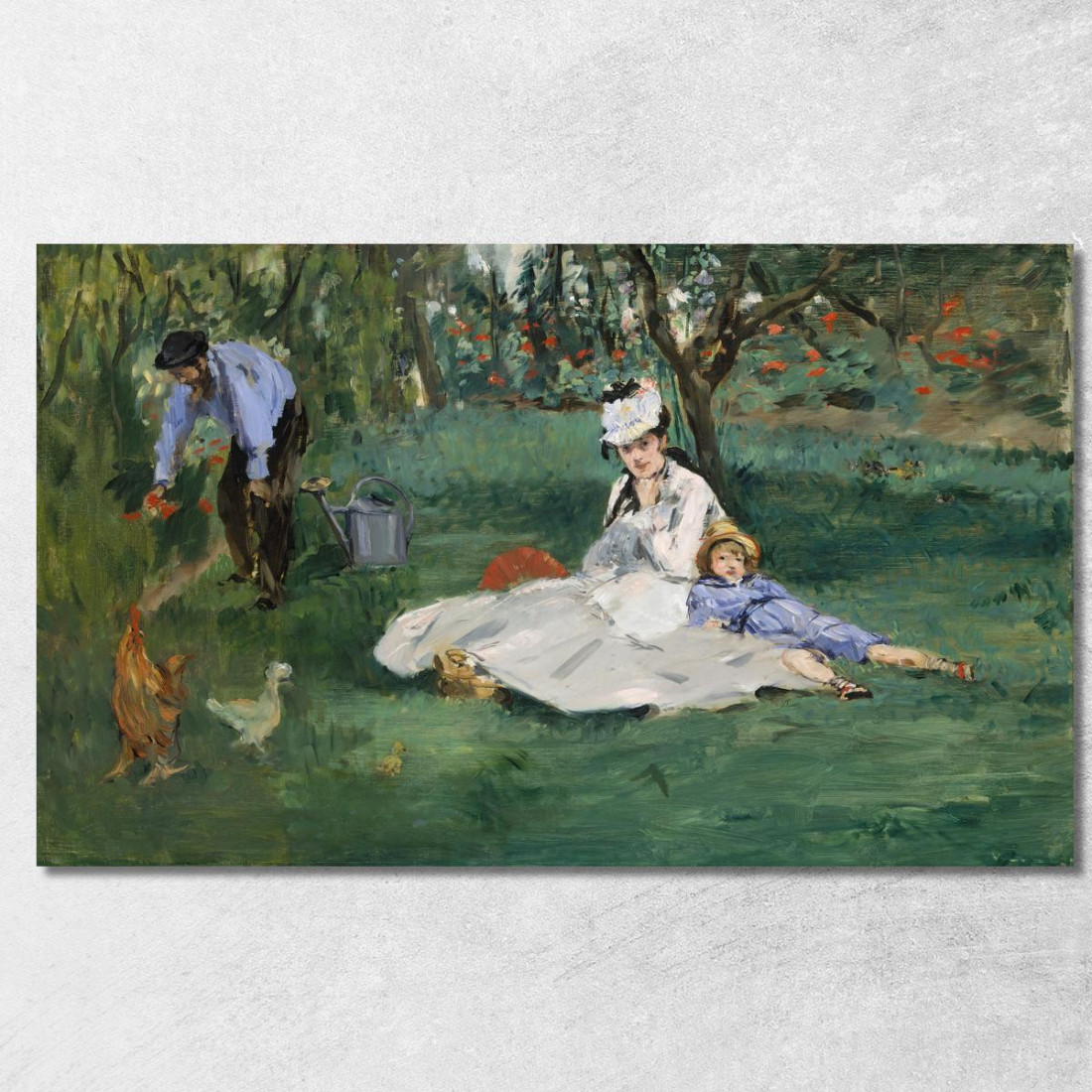 La Famiglia Monet Nel Loro Giardino Ad Argenteuil Édouard Manet emt130 quadro stampato su tela