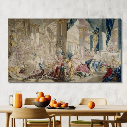 Psyché Conduite Par Zéphyr Dans Le Palais De L Amour. Psyché Montrant Ses Richesses À Ses Soeurs François Boucher tableau impres