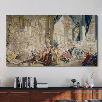 Psyche Wird Von Zephyr In Den Palast Der Liebe Geführt. Psyche Zeigt Ihren Schwestern Ihren Reichtum François Boucher drucken au