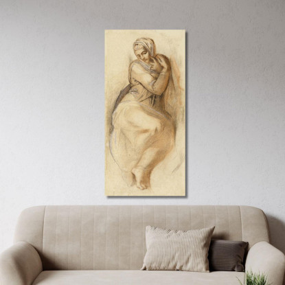 Studio Della Vergine Del Giudizio Universale Nella Cappella Sistina A Roma, Di Michelangelo Léon Bonnat quadro stampato su tela