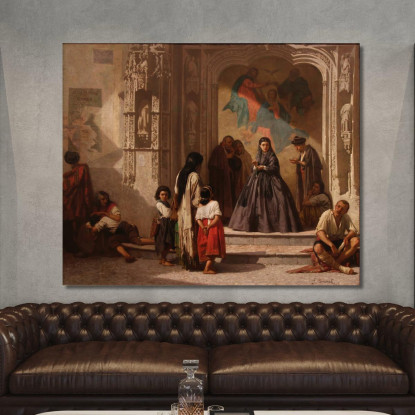 Giovane Donna Che Fa La Carità All'Ingresso Della Cappella Dell'Ospedale San Sebastiano Di Cordoba Léon Bonnat quadro stampato s
