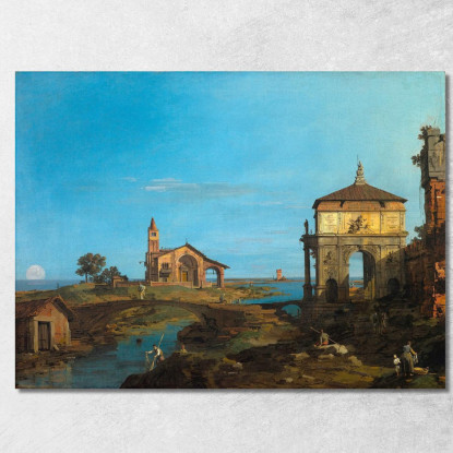 Un'Isola Nella Laguna Con Una Porta E Una Chiesa Canaletto cnl5 quadro stampato su tela