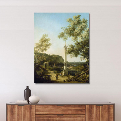 Capriccio Di Paesaggio Inglese Con Una Colonna Canaletto cnl24 quadro stampato su tela
