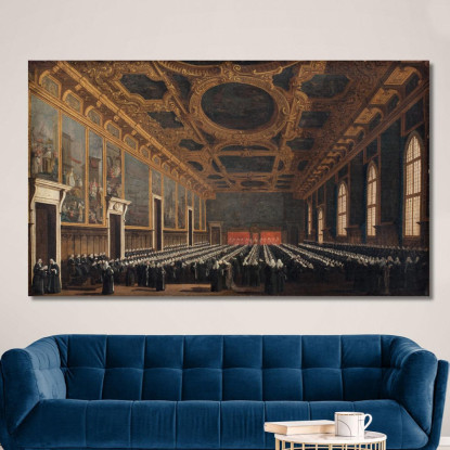 The Doge And Grand Council In Sala Del Maggior Consiglio Canaletto cnl44 quadro stampato su tela