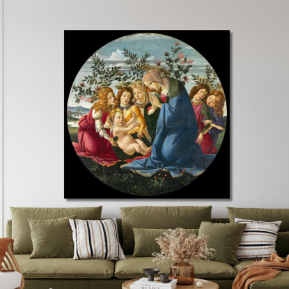 Madonna Adorante Il Bambino Con Cinque Angeli Sandro Botticelli sbt18 quadro stampato su tela