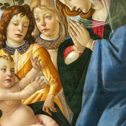 Madonna Adorante Il Bambino Con Cinque Angeli Sandro Botticelli sbt18 quadro stampato su tela