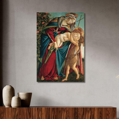 Madonna Col Bambino E San Giovannino Sandro Botticelli sbt22 quadro stampato su tela