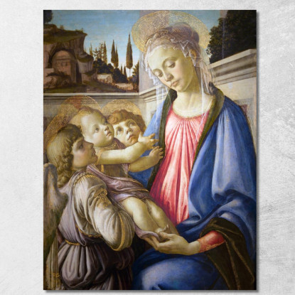 Madonna Col Bambino E Due Angeli Sandro Botticelli sbt23 quadro stampato su tela