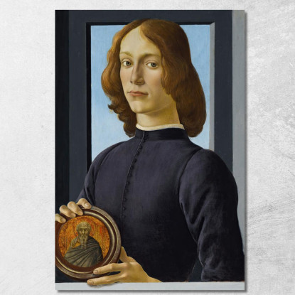 Ritratto Di Giovane Uomo Con In Mano Un Tondo Sandro Botticelli sbt26 quadro stampato su tela