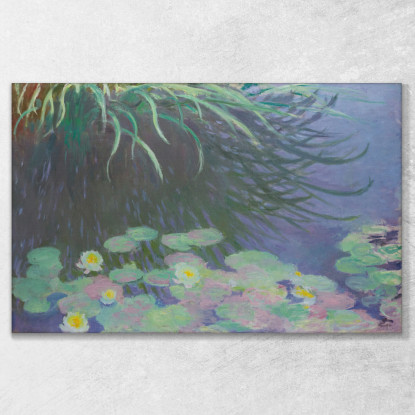 Ninfee Con Riflessi Di Erbe Alte Claude Monet mnt285 quadro stampato su tela