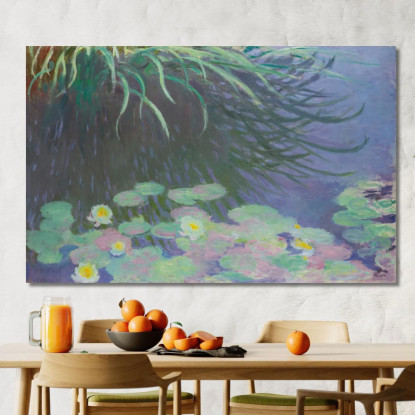 Ninfee Con Riflessi Di Erbe Alte Claude Monet mnt285 quadro stampato su tela