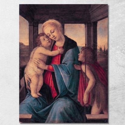 La Madonna Con Il Bambino E San Giovanni Battista Neonato Sandro Botticelli sbt39 quadro stampato su tela