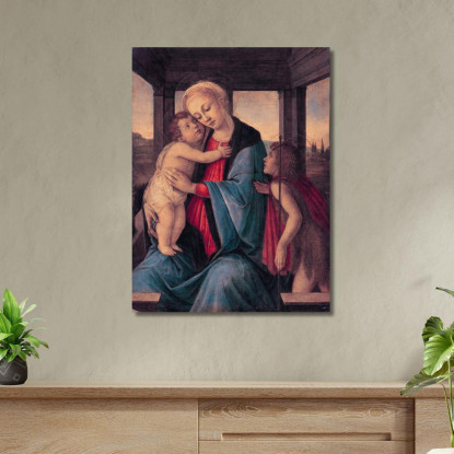 La Madonna Con Il Bambino E San Giovanni Battista Neonato Sandro Botticelli sbt39 quadro stampato su tela