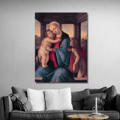 La Madonna Con Il Bambino E San Giovanni Battista Neonato Sandro Botticelli sbt39 quadro stampato su tela