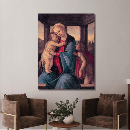 La Madonna Con Il Bambino E San Giovanni Battista Neonato Sandro Botticelli sbt39 quadro stampato su tela