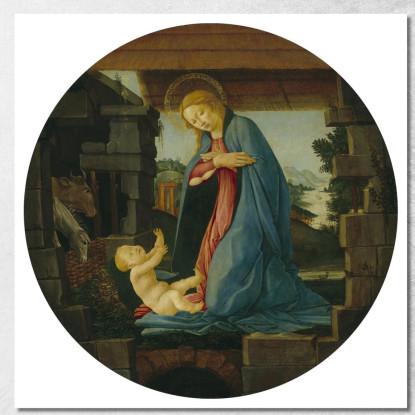 La Vergine Che Adora Il Bambino Sandro Botticelli sbt41 quadro stampato su tela