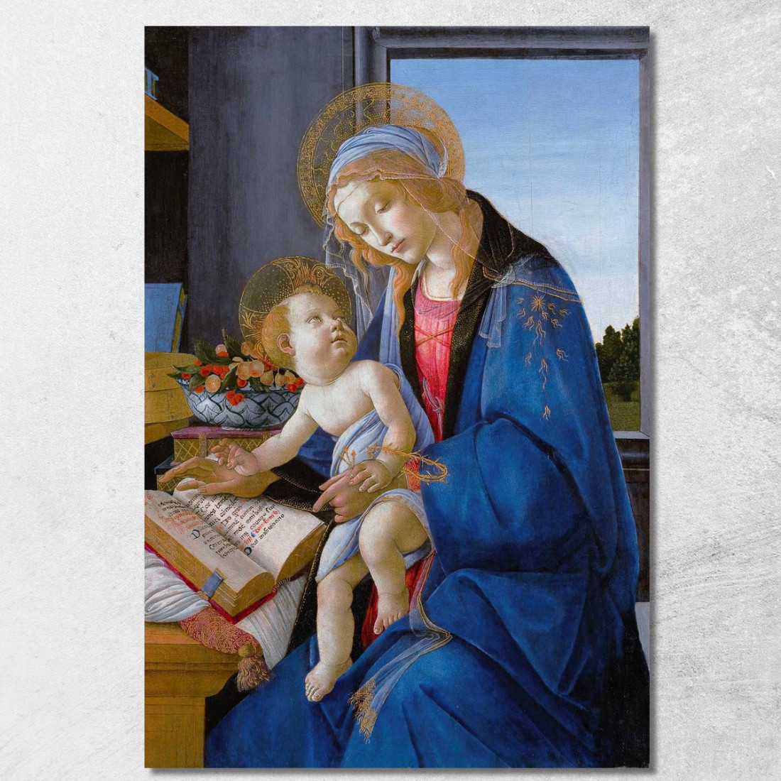 La Vergine Col Bambino La Madonna Del Libro Sandro Botticelli sbt42 quadro stampato su tela