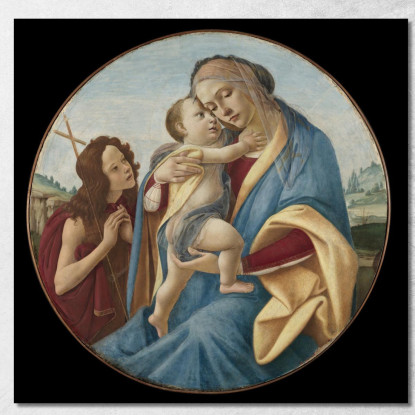 Madonna Col Bambino E San Giovanni Battista Sandro Botticelli sbt46 quadro stampato su tela