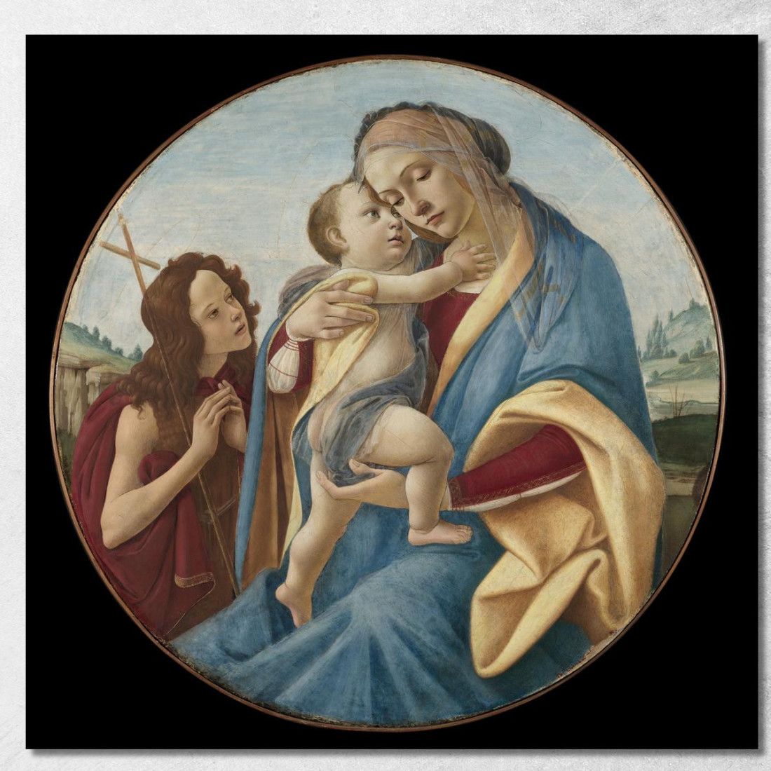 Madonna Col Bambino E San Giovanni Battista Sandro Botticelli sbt46 quadro stampato su tela