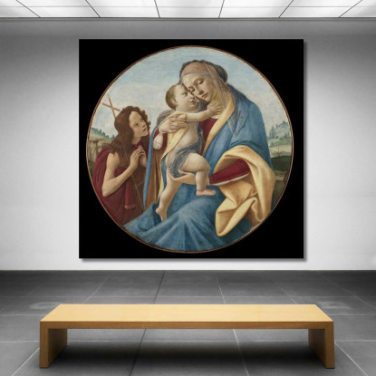 Madonna Col Bambino E San Giovanni Battista Sandro Botticelli sbt46 quadro stampato su tela