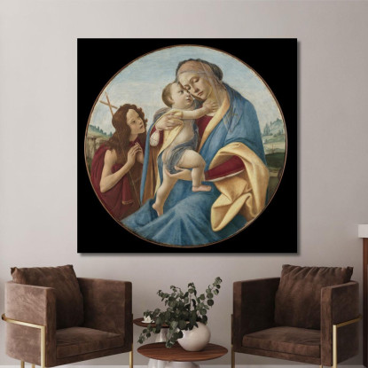 Madonna Col Bambino E San Giovanni Battista Sandro Botticelli sbt46 quadro stampato su tela