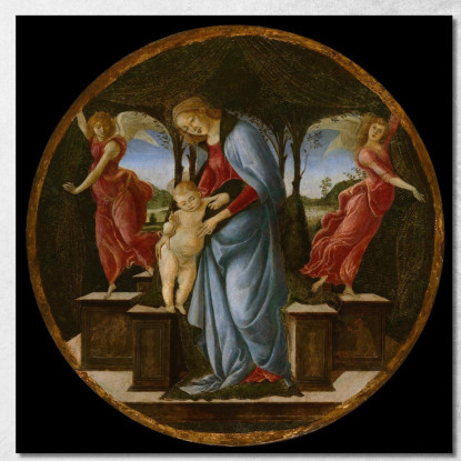 Madonna Col Bambino E Due Angeli Sandro Botticelli sbt47 quadro stampato su tela