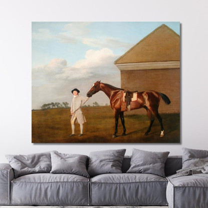 Firetail Con Il Suo Allenatore Presso La Rubbing-Down House A Newmarket Heath George Stubbs gst14 quadro stampato su tela