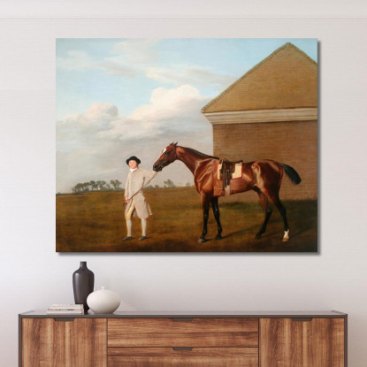 Firetail Con Il Suo Allenatore Presso La Rubbing-Down House A Newmarket Heath George Stubbs gst14 quadro stampato su tela