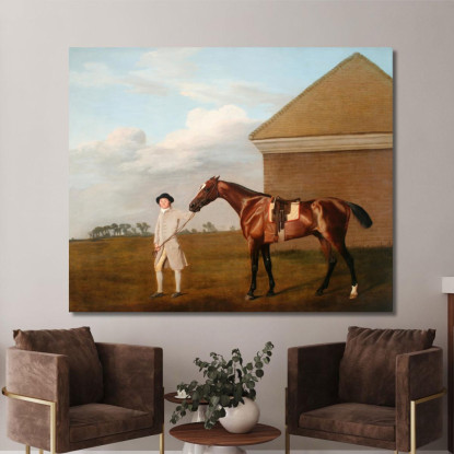 Firetail Con Il Suo Allenatore Presso La Rubbing-Down House A Newmarket Heath George Stubbs gst14 quadro stampato su tela