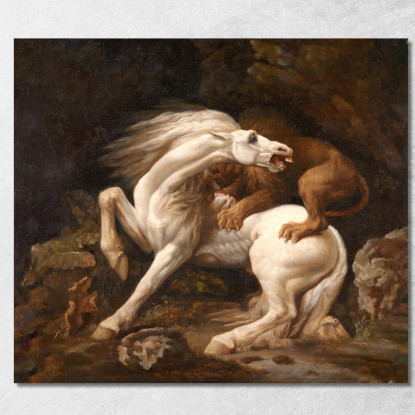 Cavallo Attaccato Da Un Leone George Stubbs gst19 quadro stampato su tela