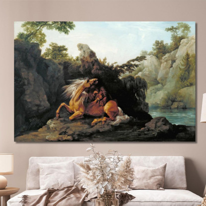 Cavallo Divorato Da Un Leone George Stubbs gst20 quadro stampato su tela