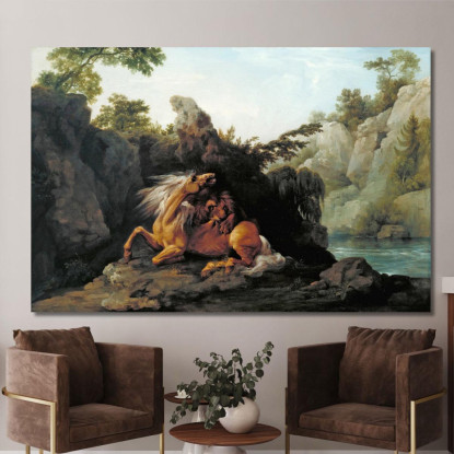 Cavallo Divorato Da Un Leone George Stubbs gst20 quadro stampato su tela